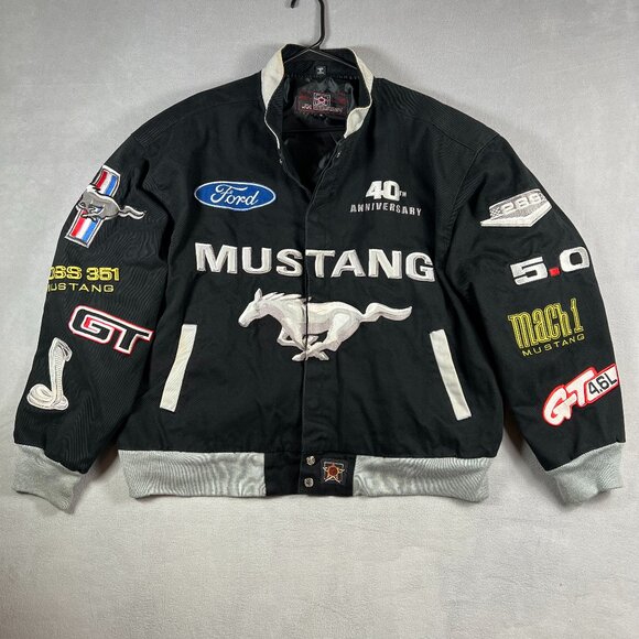 VINTAGE Ford Mustang Jacket Mens XL JH Design 40th Anniversary Racing Bomber 00s - Picture 1 of 14